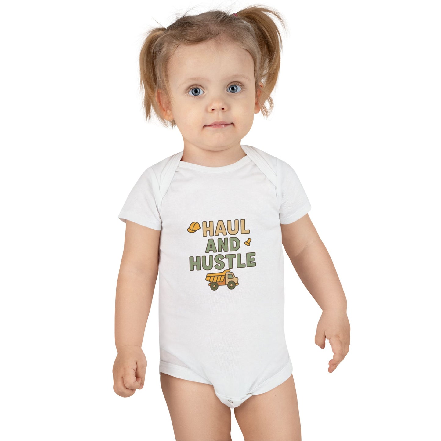 Cute 'Haul and Hustle' Organic Baby Bodysuit - Perfect Gift for Little Builders