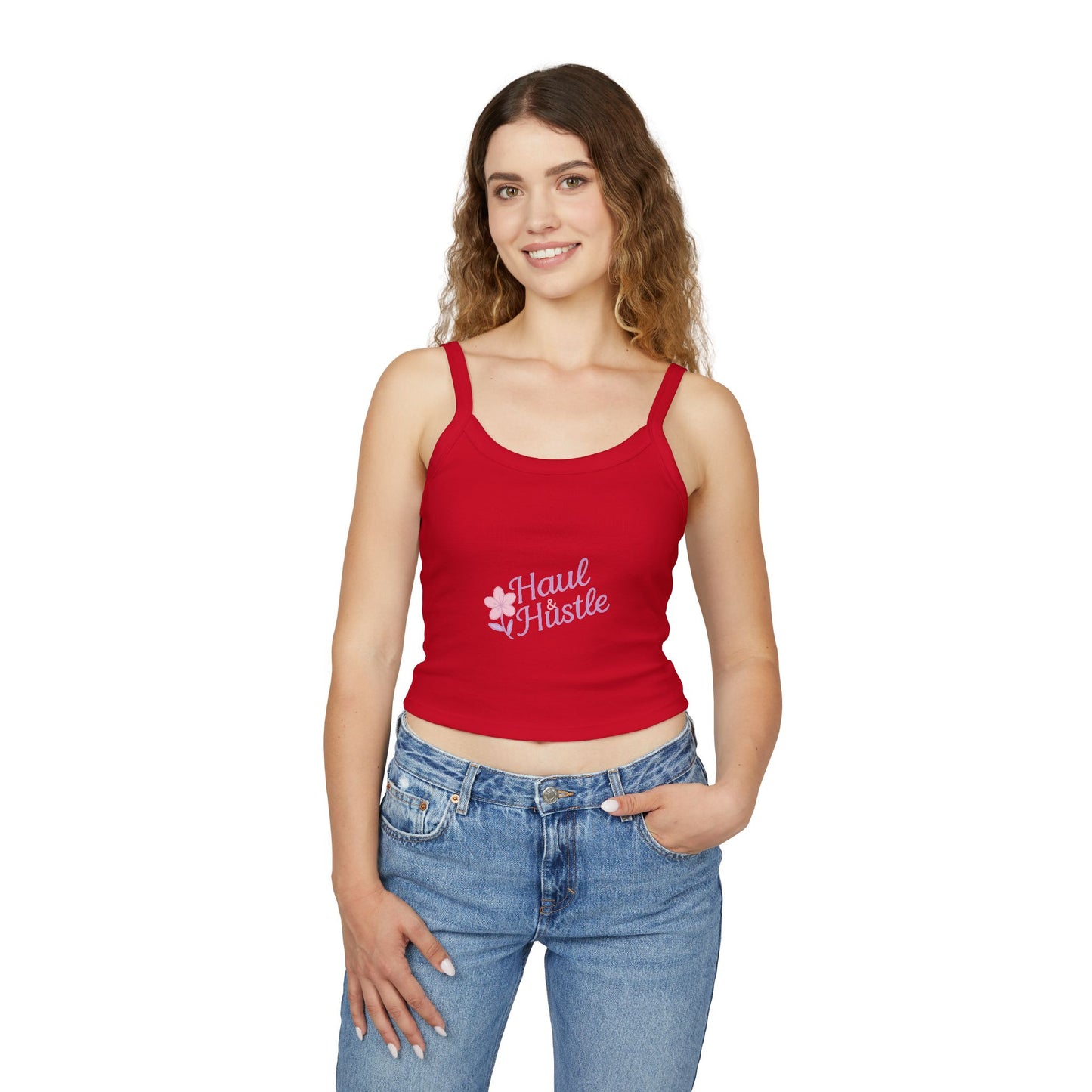 Haul & Hustle Women's Spaghetti Strap Tank Top - Casual Floral Workout Top