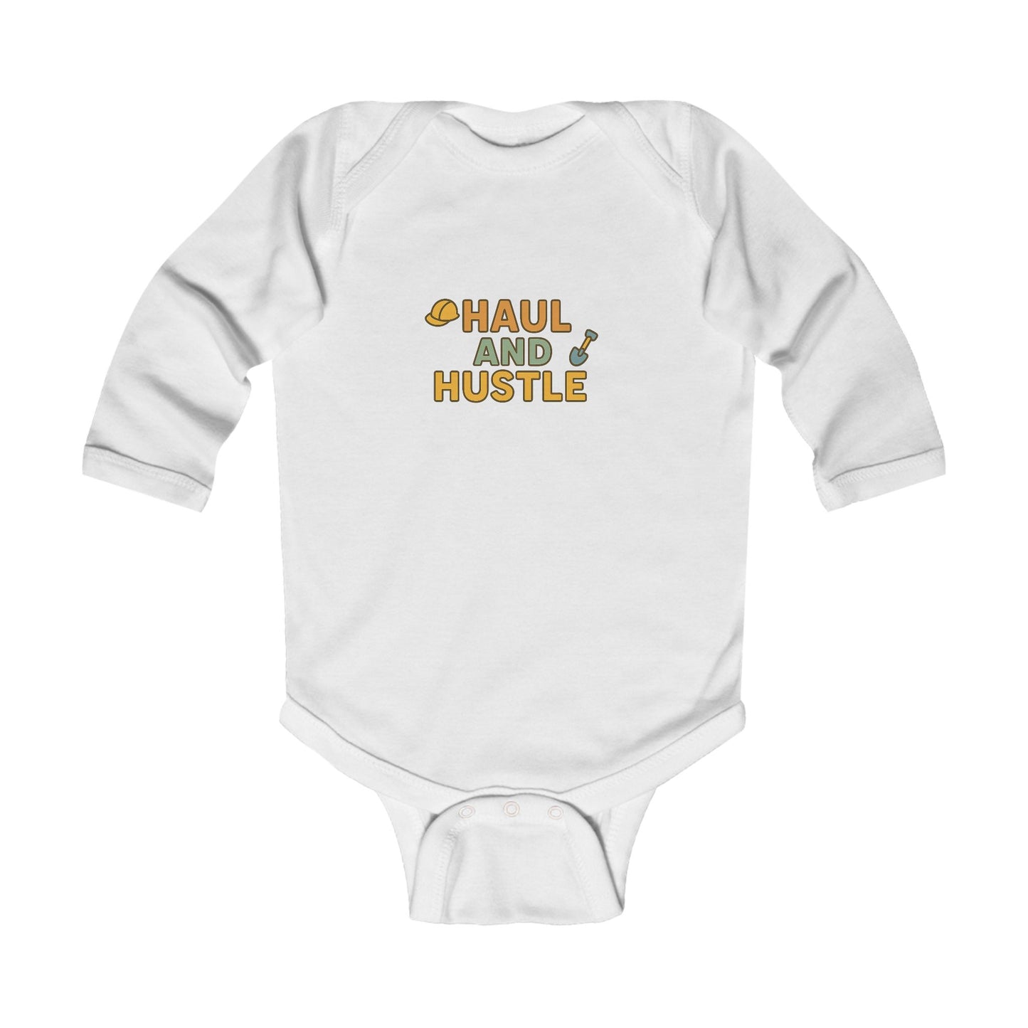 Cute Infant Long Sleeve Bodysuit - 'Haul and Hustle' Design