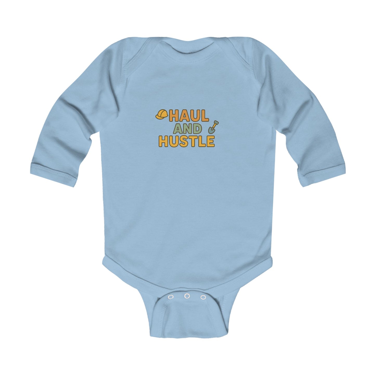 Cute Infant Long Sleeve Bodysuit - 'Haul and Hustle' Design
