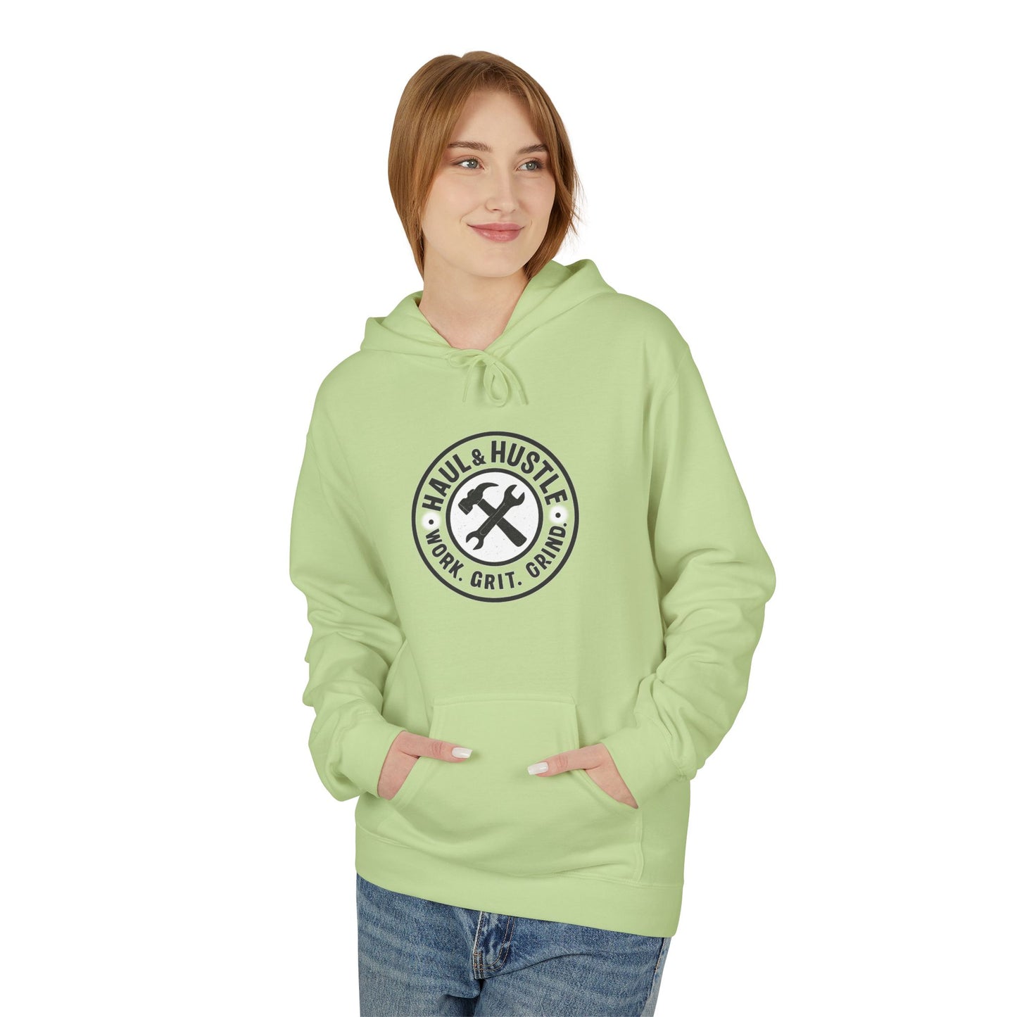 Haul & Hustle Motivational Fleece Hoodie for Active Lifestyle, winter warmer
