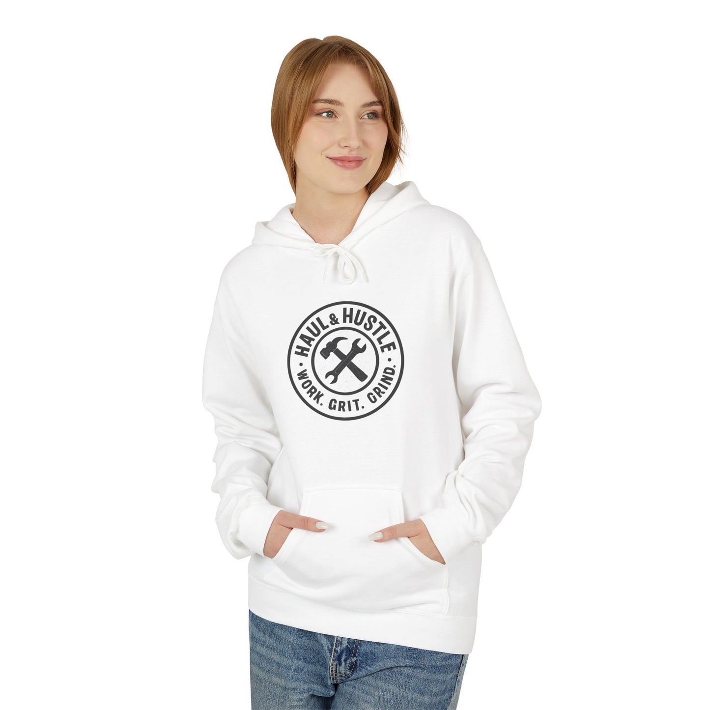 Haul & Hustle Motivational Fleece Hoodie for Active Lifestyle, winter warmer