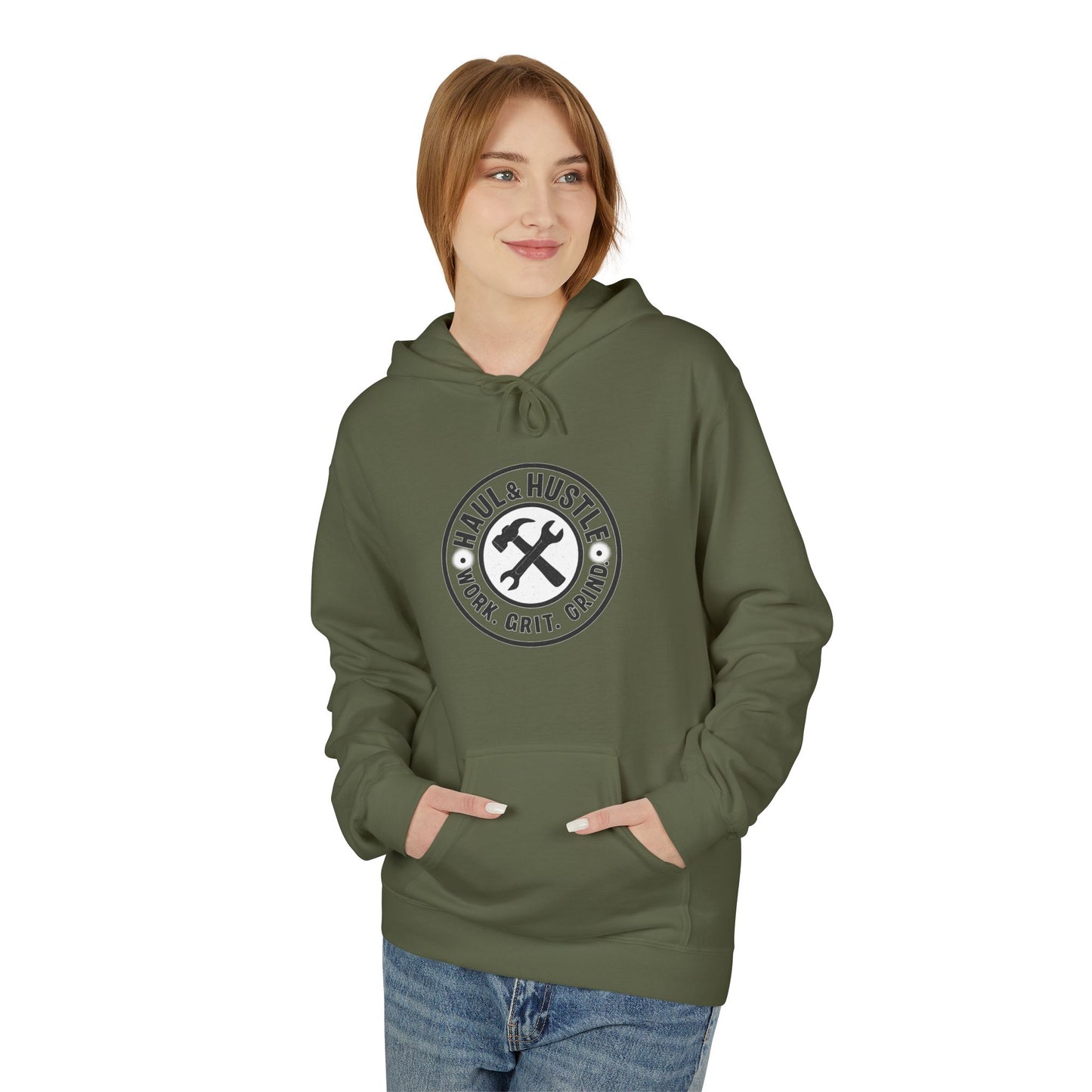 Haul & Hustle Motivational Fleece Hoodie for Active Lifestyle, winter warmer
