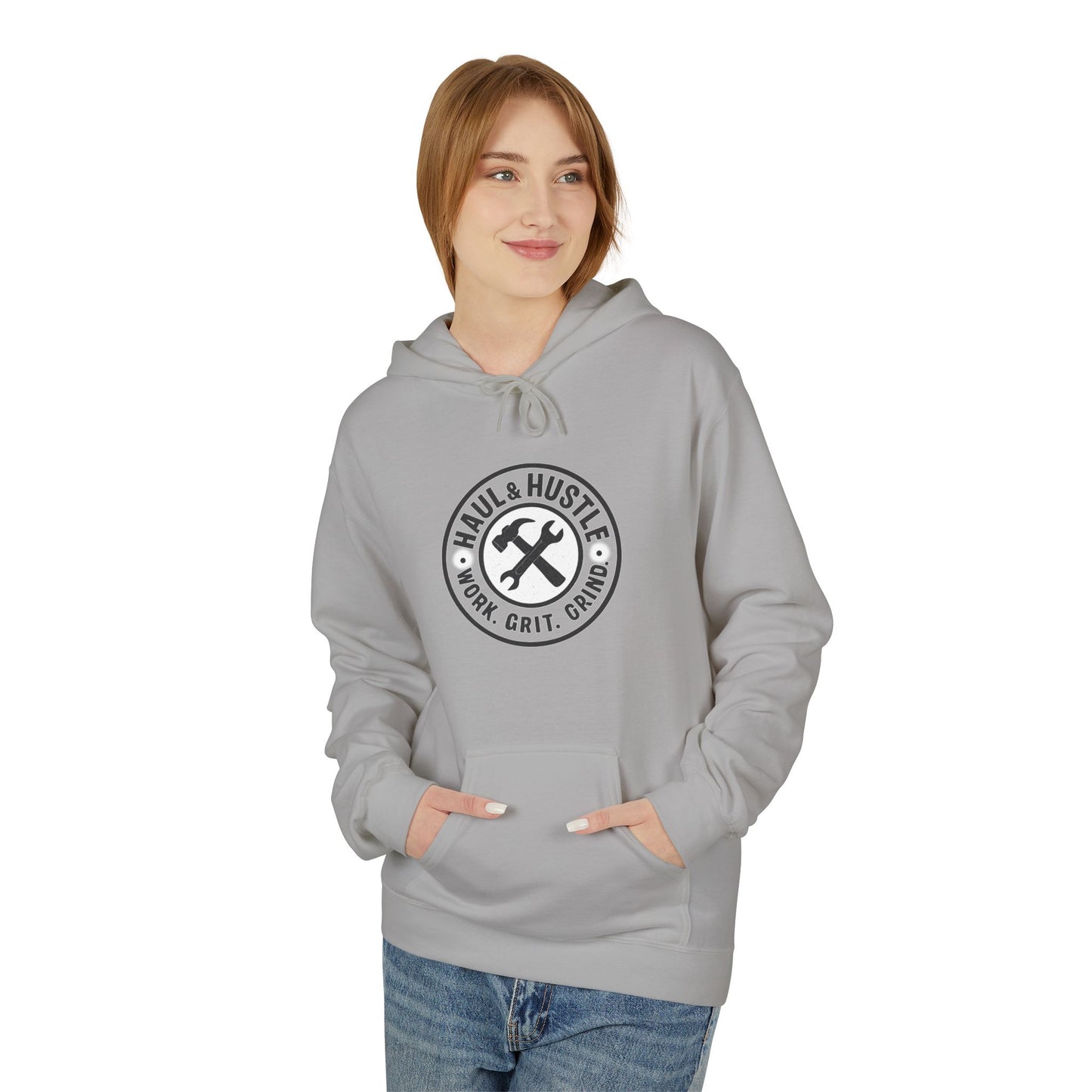 Haul & Hustle Motivational Fleece Hoodie for Active Lifestyle, winter warmer