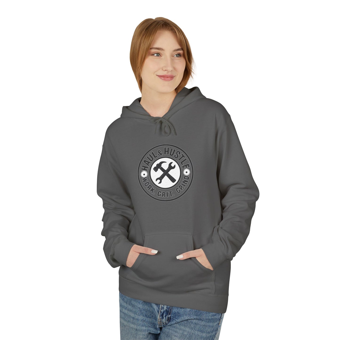 Haul & Hustle Motivational Fleece Hoodie for Active Lifestyle, winter warmer