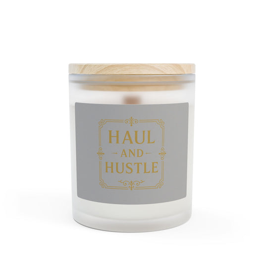 Frosted Glass Candle - Haul and Hustle | Motivational Home Decor | Perfect Gift for Entrepreneurs