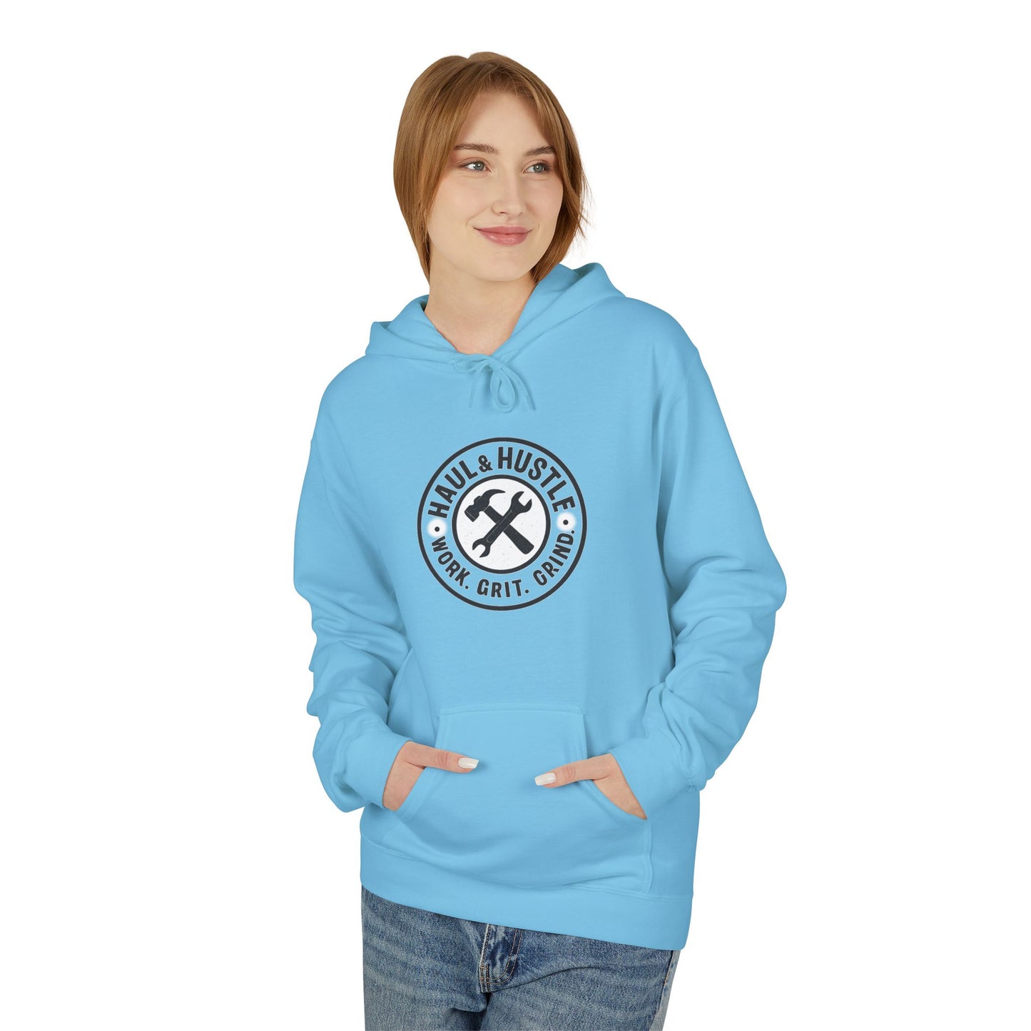 Haul & Hustle Motivational Fleece Hoodie for Active Lifestyle, winter warmer