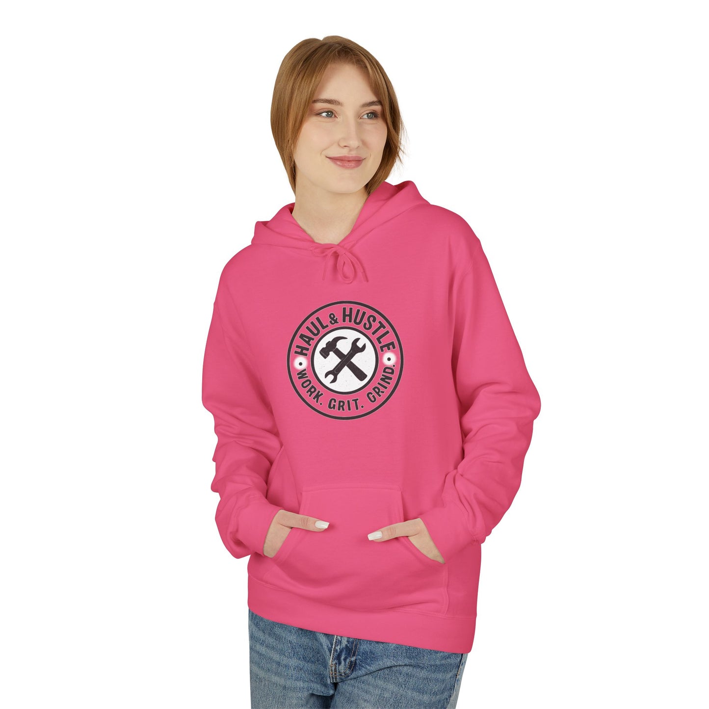 Haul & Hustle Motivational Fleece Hoodie for Active Lifestyle, winter warmer