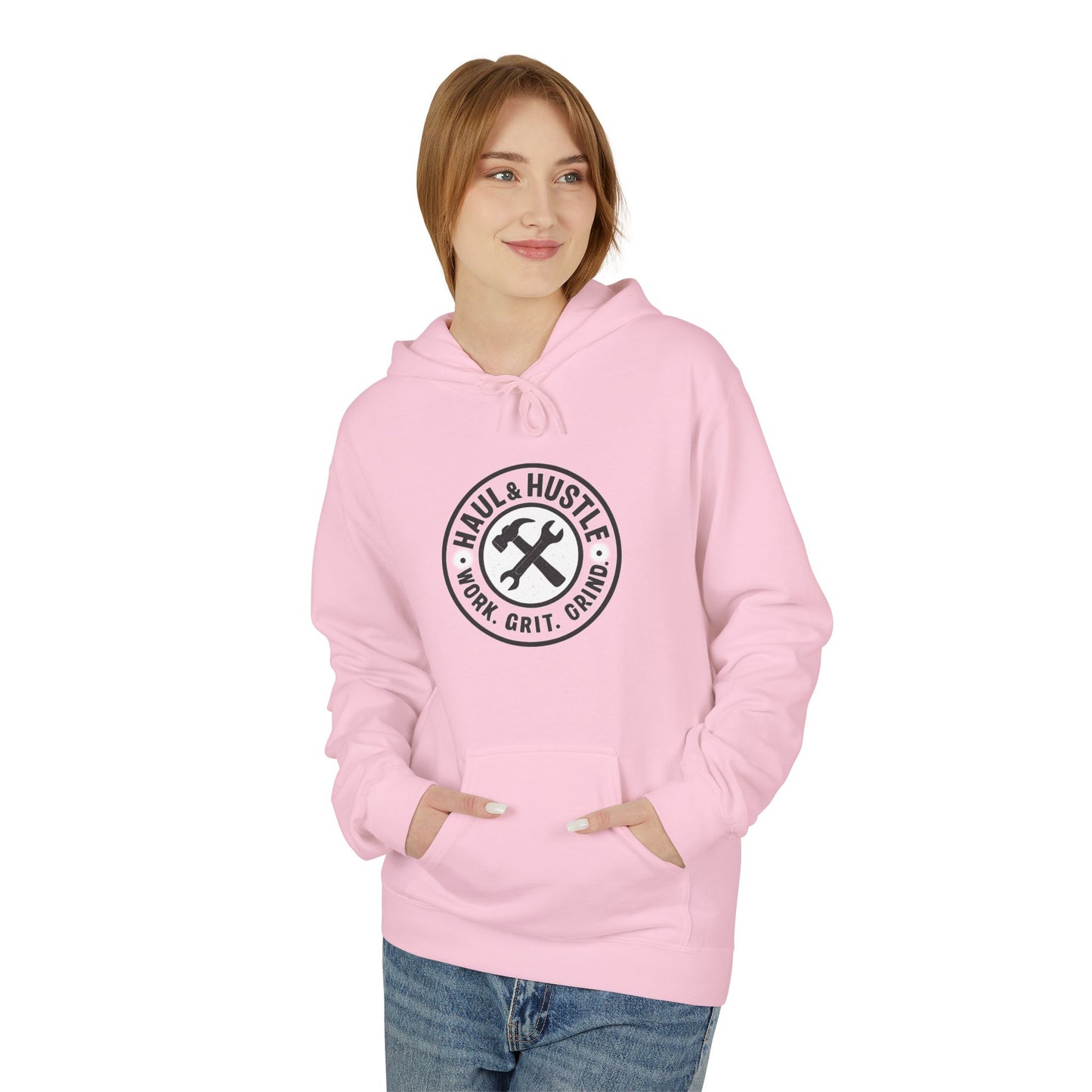 Haul & Hustle Motivational Fleece Hoodie for Active Lifestyle, winter warmer