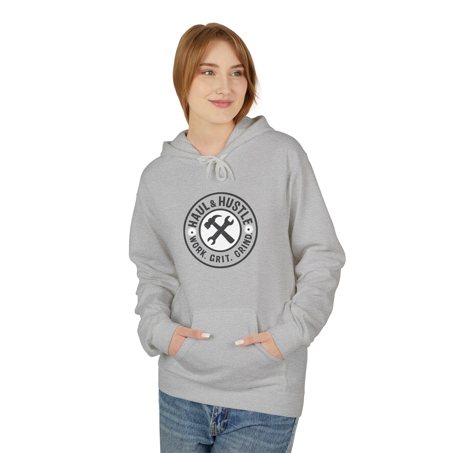 Haul & Hustle Motivational Fleece Hoodie for Active Lifestyle, winter warmer