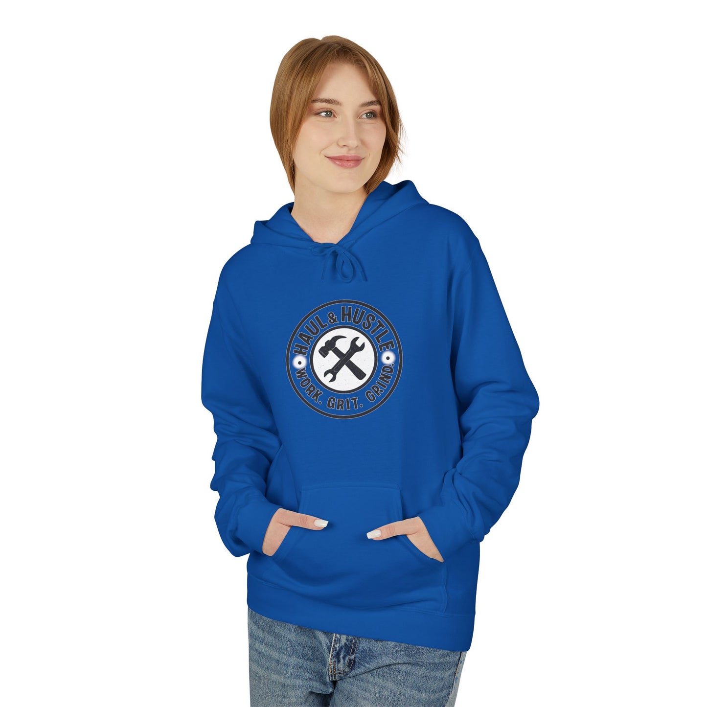 Haul & Hustle Motivational Fleece Hoodie for Active Lifestyle, winter warmer