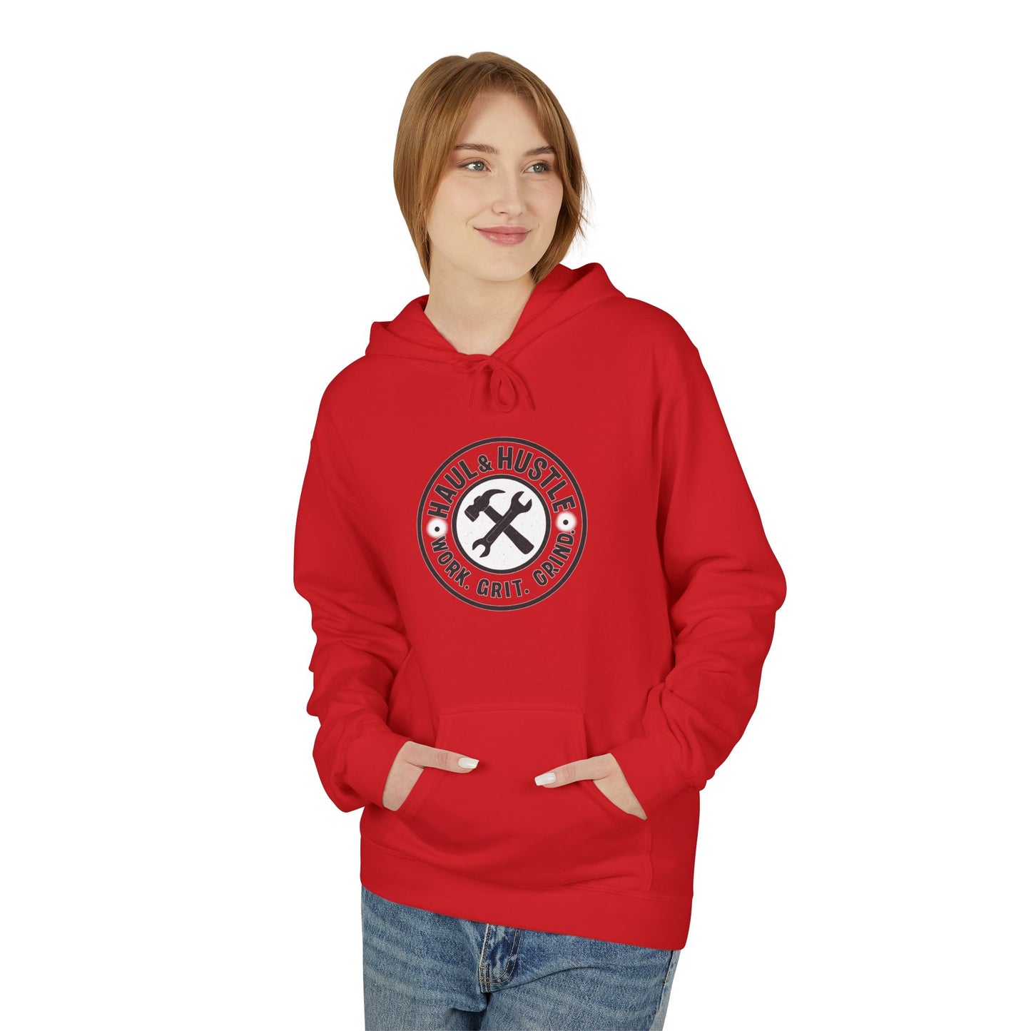 Haul & Hustle Motivational Fleece Hoodie for Active Lifestyle, winter warmer