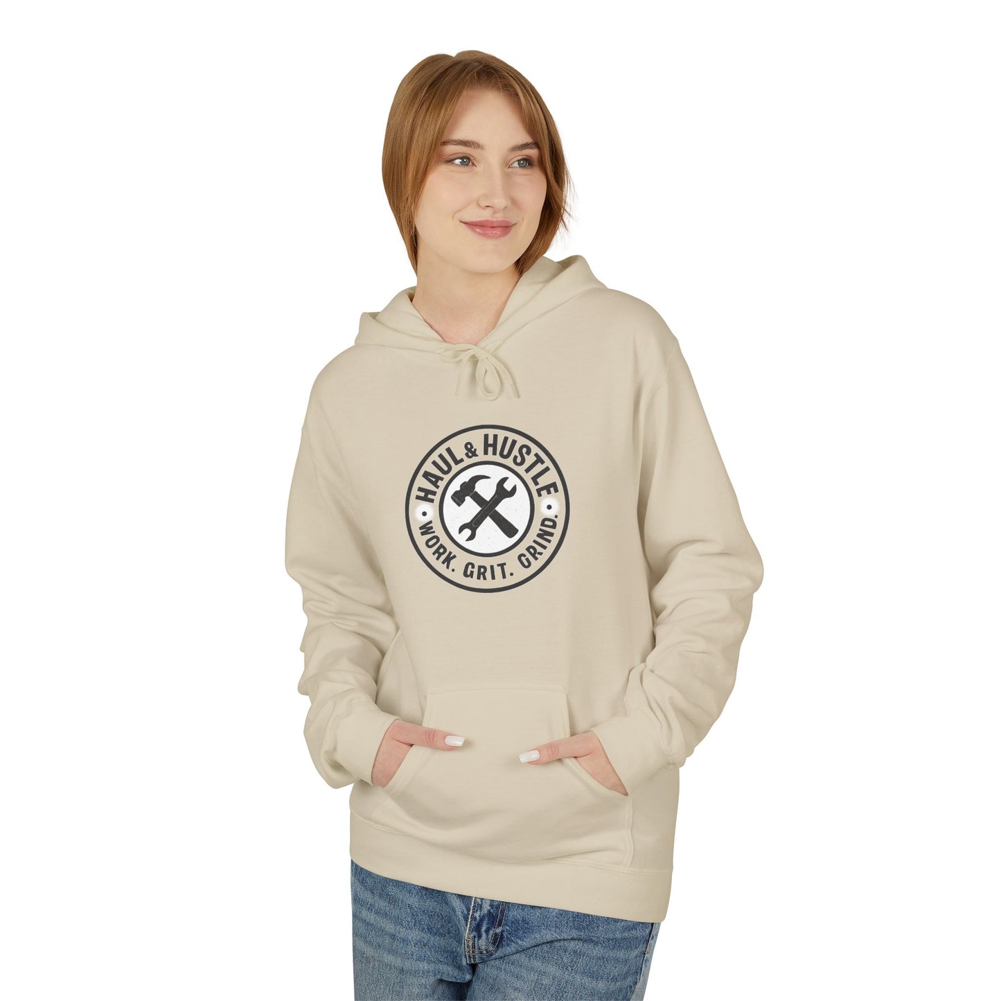 Haul & Hustle Motivational Fleece Hoodie for Active Lifestyle, winter warmer