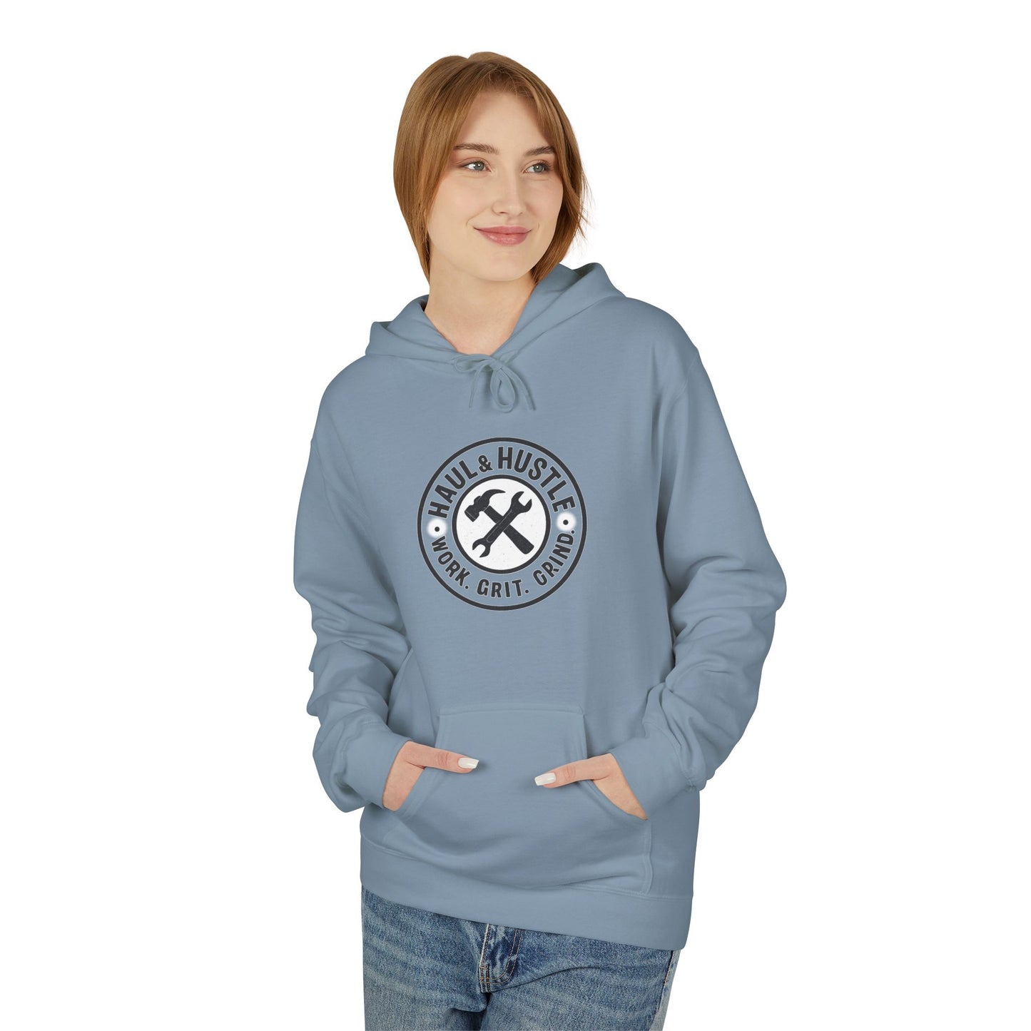 Haul & Hustle Motivational Fleece Hoodie for Active Lifestyle, winter warmer