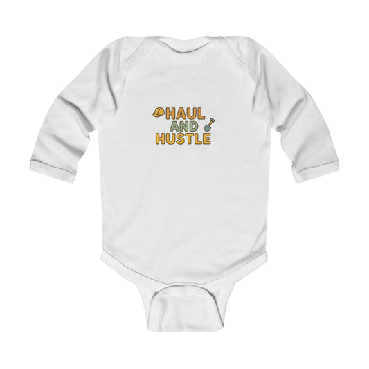 Cute Infant Long Sleeve Bodysuit - 'Haul and Hustle' Design