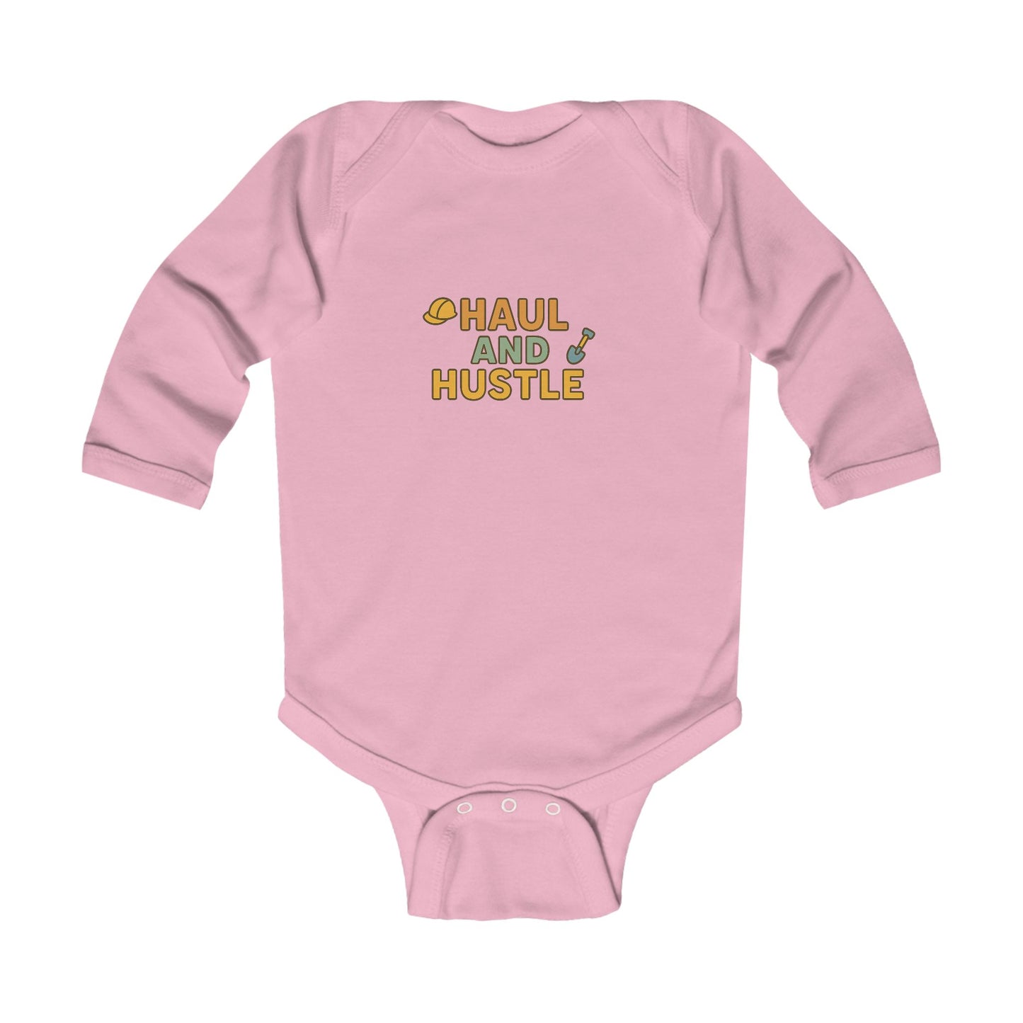 Cute Infant Long Sleeve Bodysuit - 'Haul and Hustle' Design